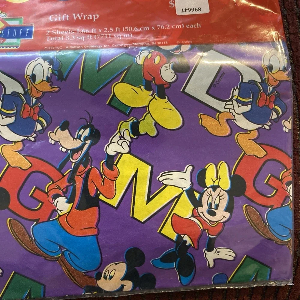 4 PACKAGES VINTAGE 90's CLEO MICKEY'S STUFF FOR KIDS GIFT WRAP SEALED!